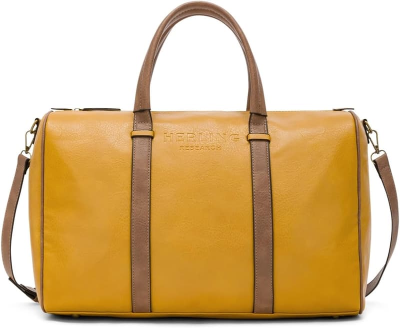 Vintage PU-Leder Reisetasche Nolan für Herren und Damen in Senfgelb