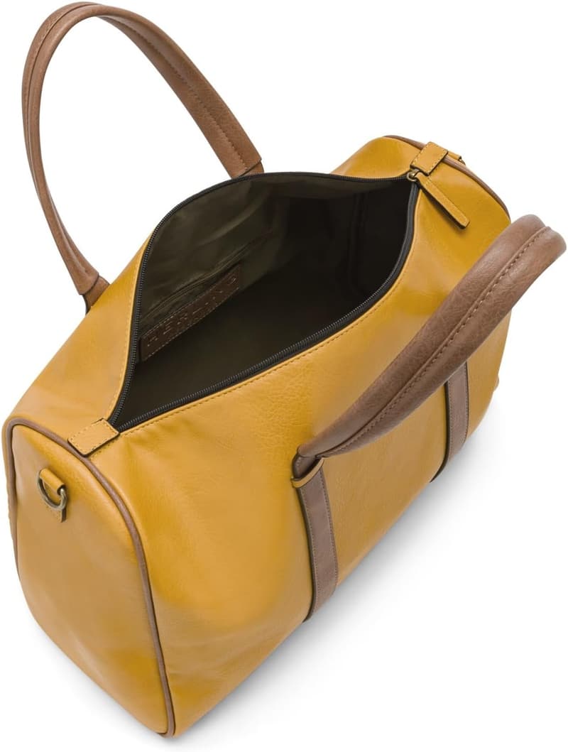 Vintage PU-Leder Reisetasche Nolan für Herren und Damen in Senfgelb