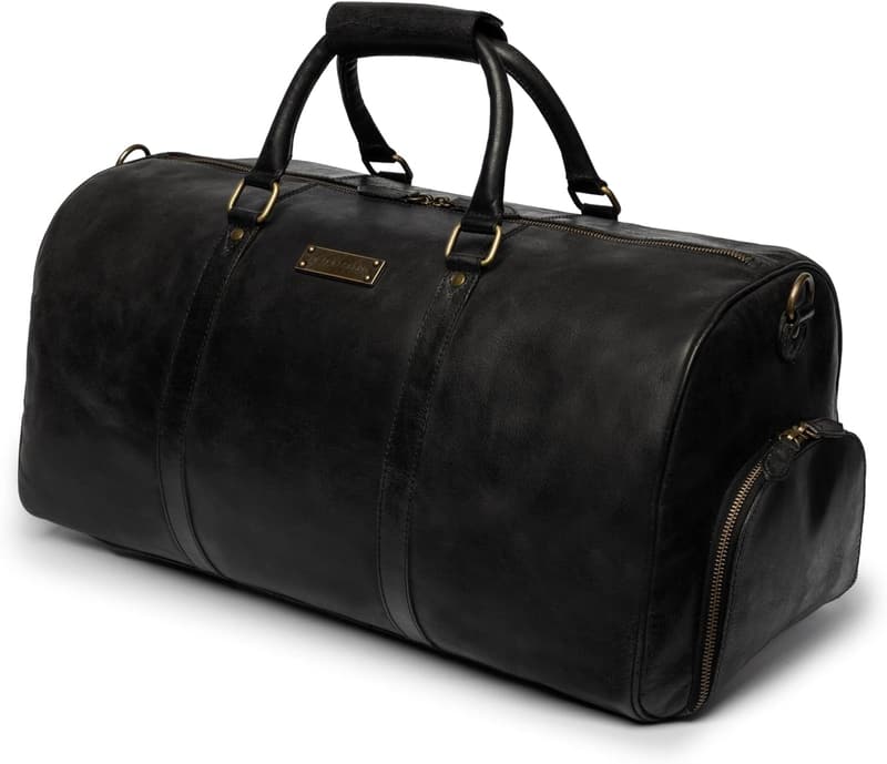 Finn Weekender - Leder Reisetasche mit Schuhfach, 40L, Vintage-Schwarz
