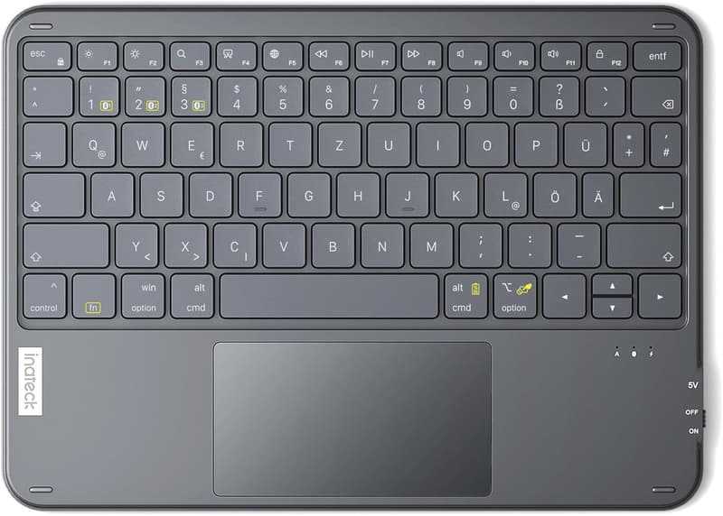 Inateck Kabellose QWERTZ-Tastatur mit Touchpad für Tablets und Laptops