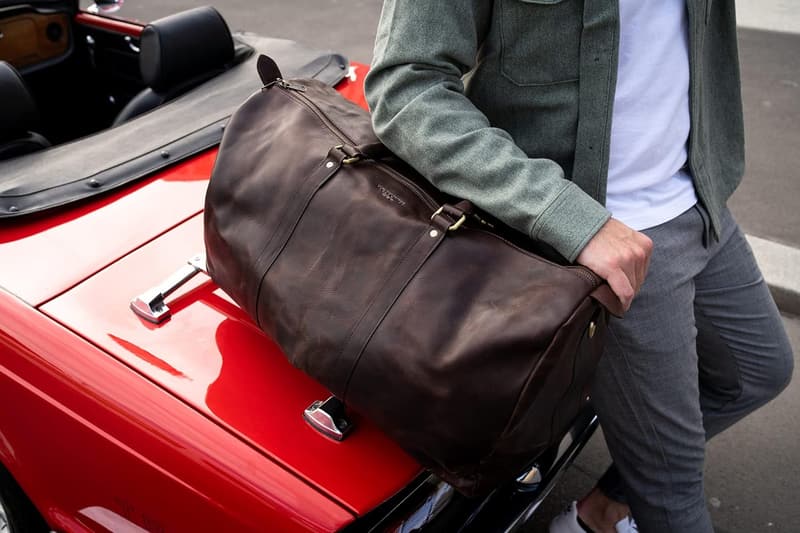 Hochwertige handgefertigte Reisetasche aus Premium-Leder - Weekender No 8-2 (L) Marone