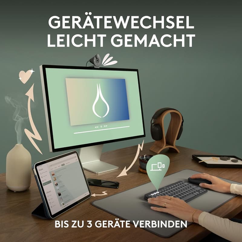Logitech K380s Bluetooth-Tastatur für Multi-Devices, QWERTZ, Graphit