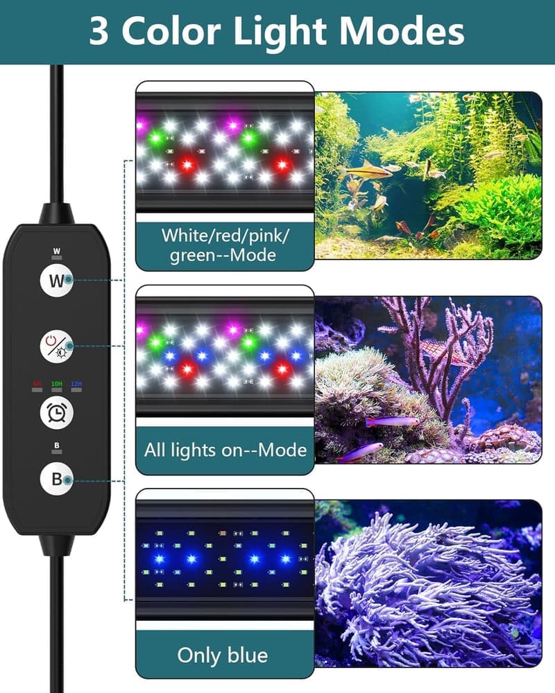 Vollspektrum LED Aquarium Beleuchtung mit Timer für 118-137CM