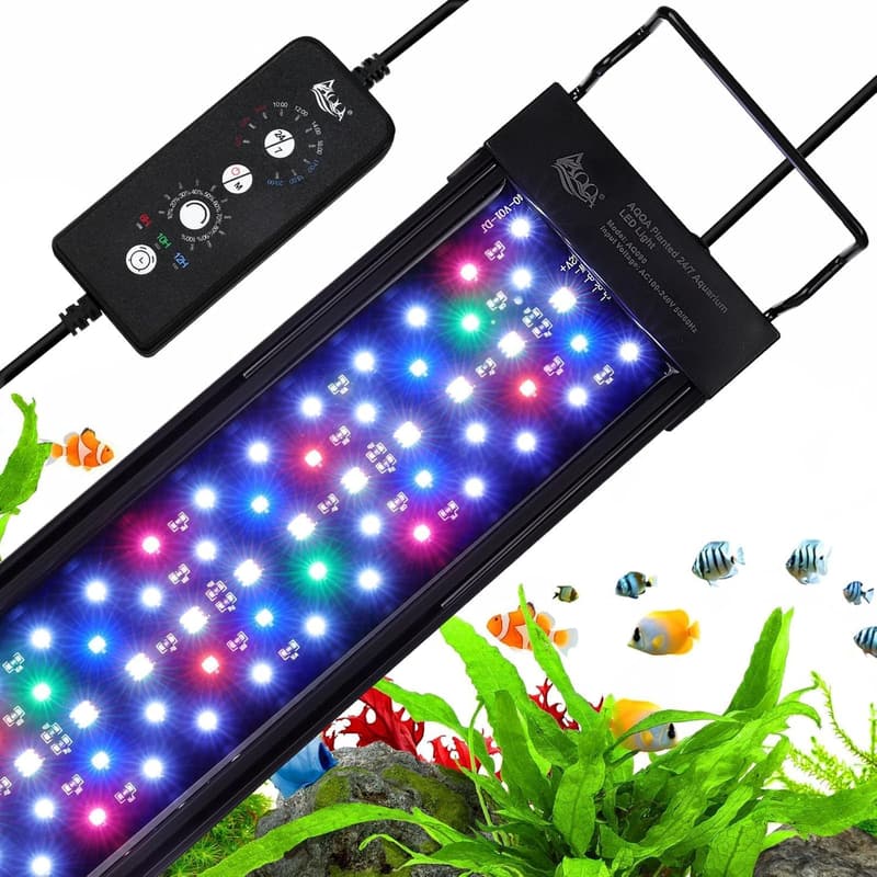 AQQA 42W LED Aquarium Beleuchtung, Vollspektrum mit Timer für 120-140cm Tank
