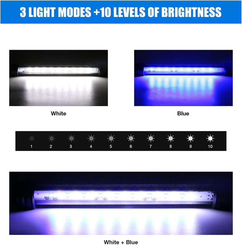 LED Aquarium Beleuchtung mit Timer, Farbwechsel für 40–60 cm Aquarium