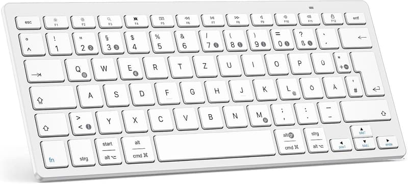 Emetok Ultra-dünne QWERTZ Bluetooth Tastatur für iPad und iPhone