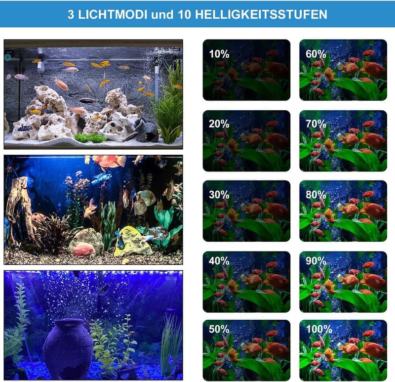 Aquarium LED Licht mit Timer und Dimm-Funktion – 18 cm