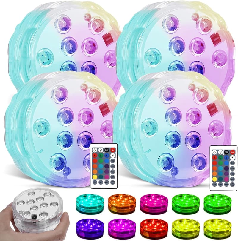 RGB LED Unterwasserlichter mit Fernbedienung - 4er Set für Pool und Teich