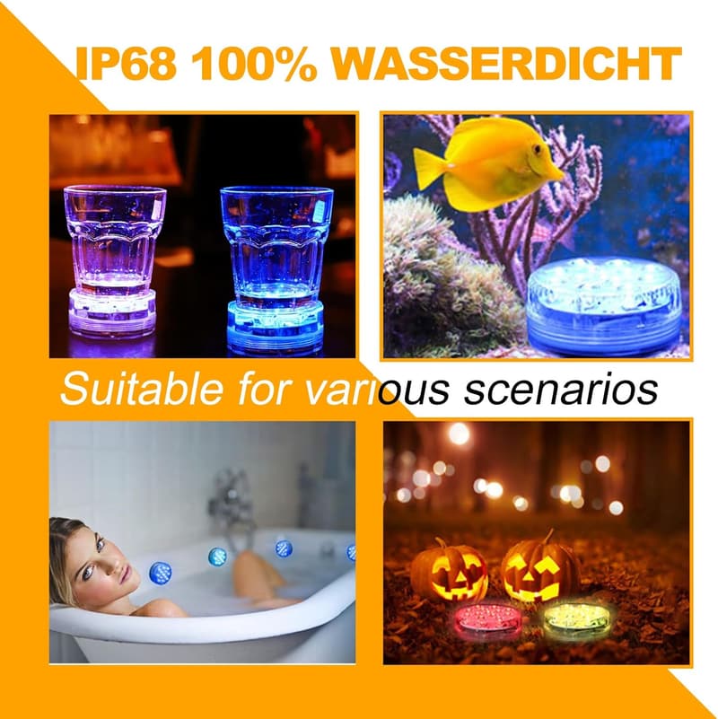RGB LED Unterwasserlichter mit Fernbedienung - 4er Set für Pool und Teich