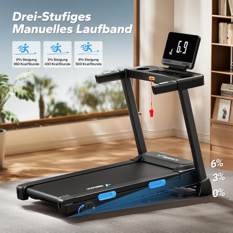 Klapplaufband für Zuhause, 2.5PS, 0.8-12km/h, 136kg Belastbarkeit