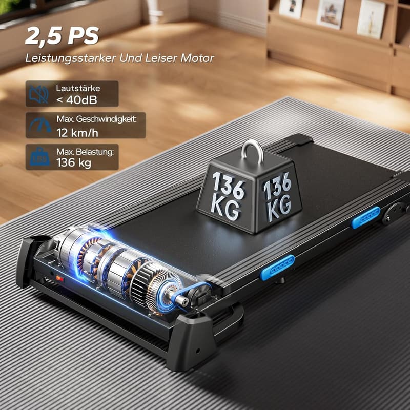 Klapplaufband für Zuhause, 2.5PS, 0.8-12km/h, 136kg Belastbarkeit