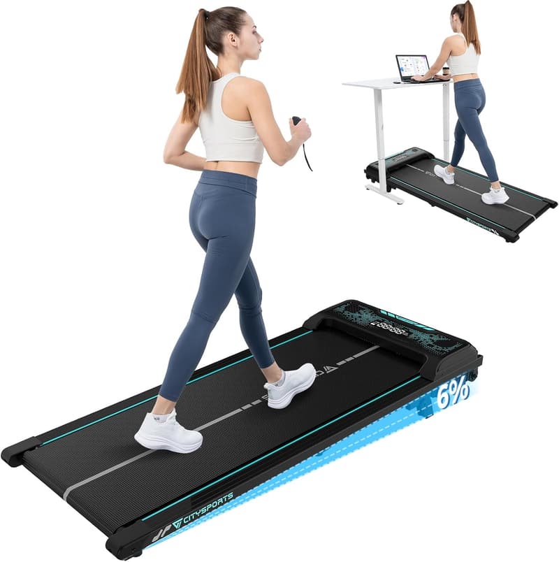 CITYSPORTS Laufband für Zuhause | Elektrisches Walking Pad mit Bluetooth und LED-Anzeige, bis 110KG