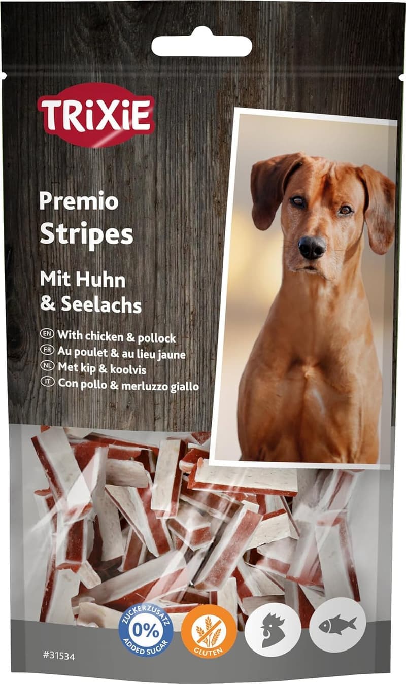 Trixie Premio Stripes Huhn & Seelachs - Glutenfreie Trainingssnacks 75g