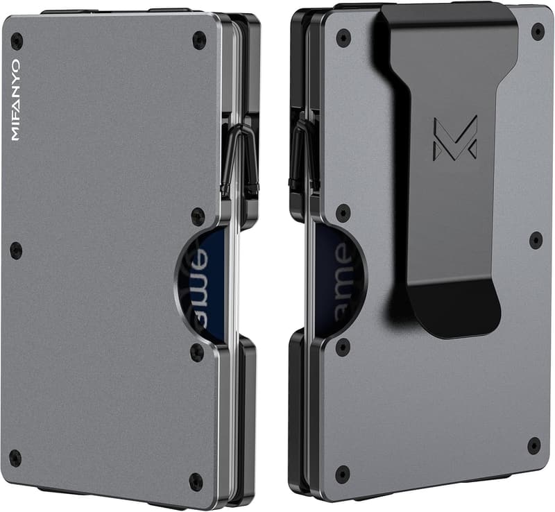 Minimalistische Herren-Geldbörse aus Aluminium mit RFID-Blocker, matt grau