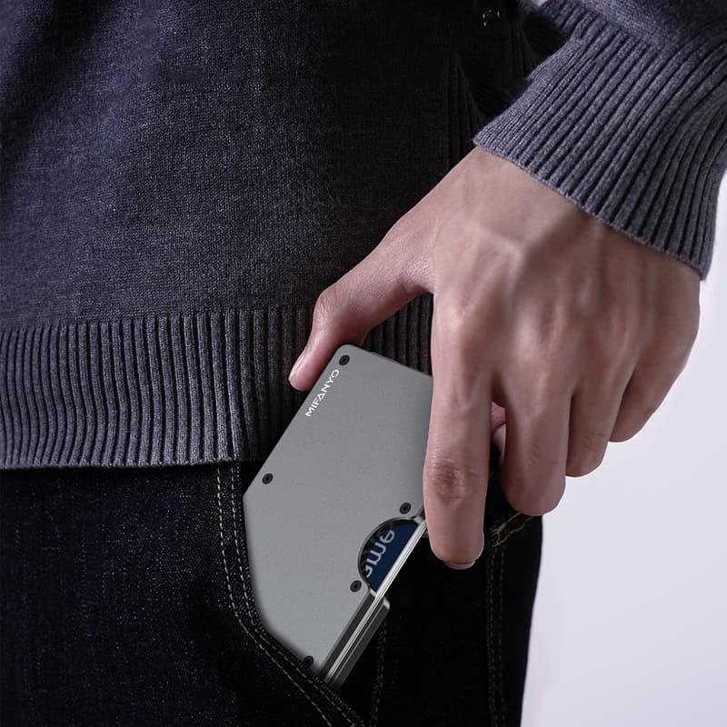 Minimalistische Herren-Geldbörse aus Aluminium mit RFID-Blocker, matt grau