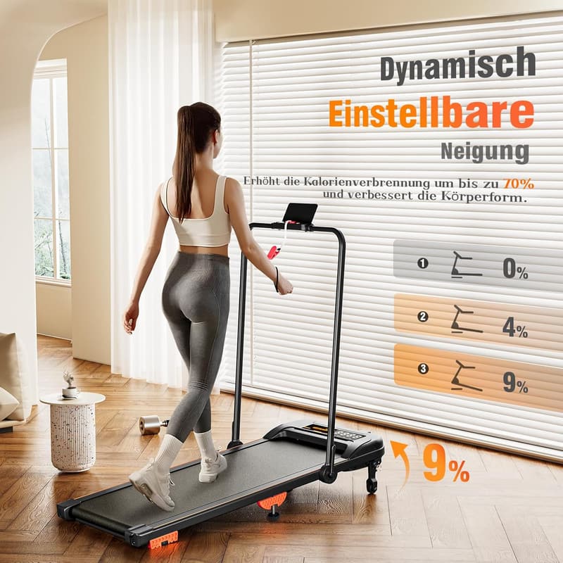 Klappbares Laufband für Zuhause, 12 km/h, mit LCD-Anzeige und App-Steuerung