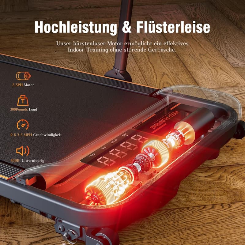 Klappbares Laufband für Zuhause, 12 km/h, mit LCD-Anzeige und App-Steuerung