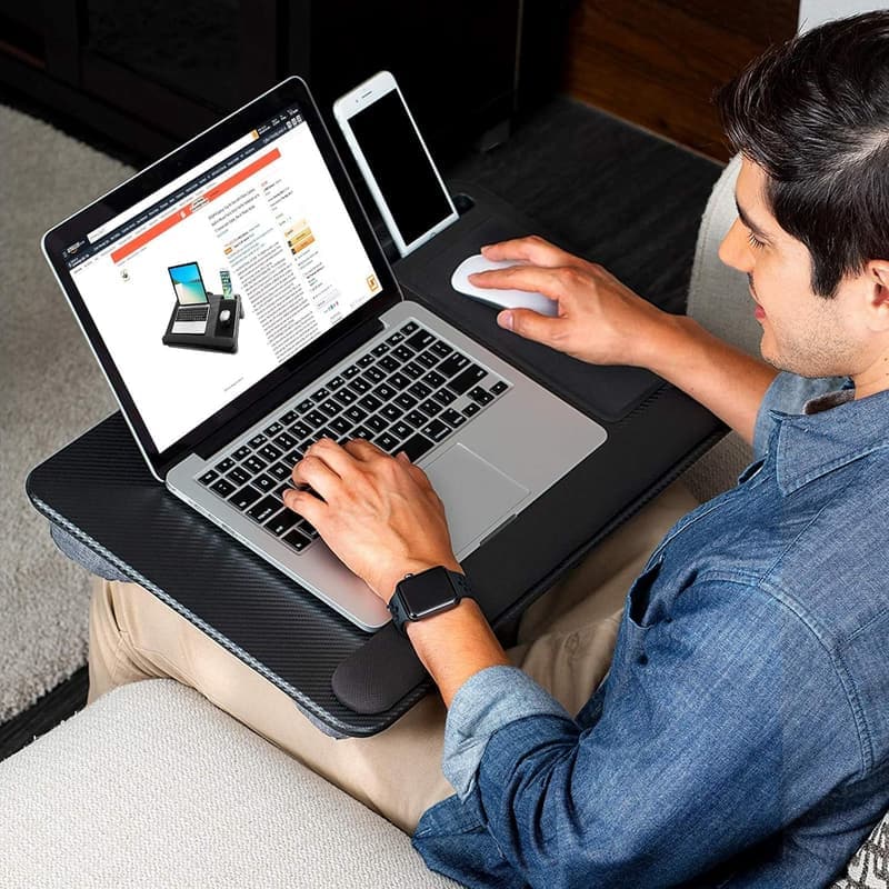 Laptopunterlage für Bett mit Handgelenkauflage und Handyhalter, max. 17 Zoll