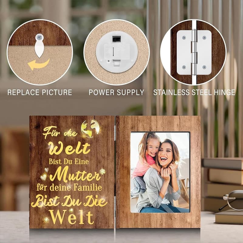 Personalisierter LED-Bilderrahmen für Mama – Geburtstagsgeschenk, Muttertag