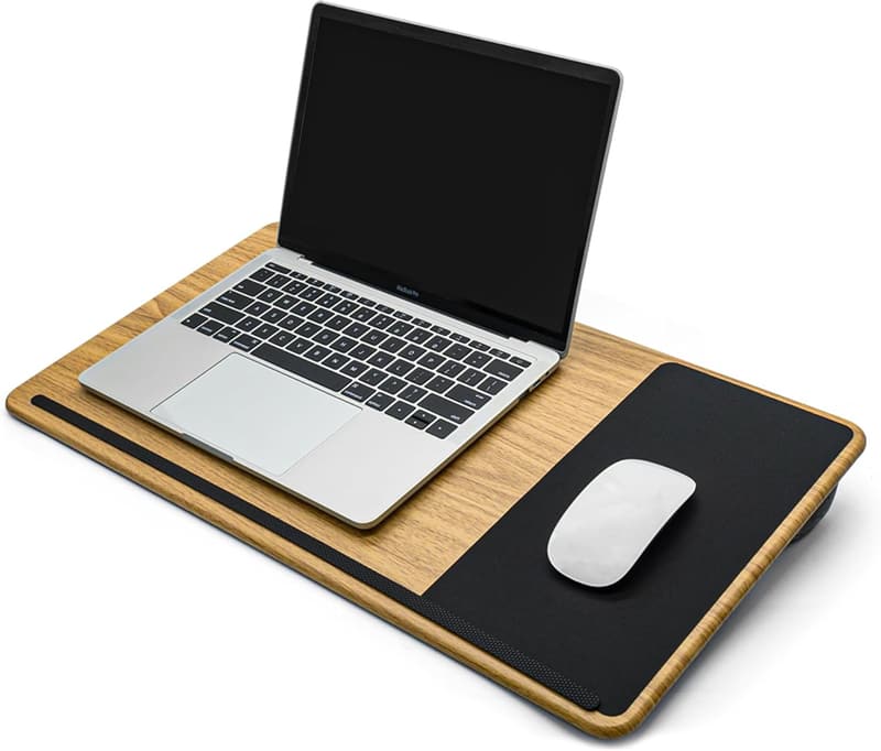 Laptopkissen für Homeoffice – Kissentablett in Holzoptik, 30,5 x 57 cm