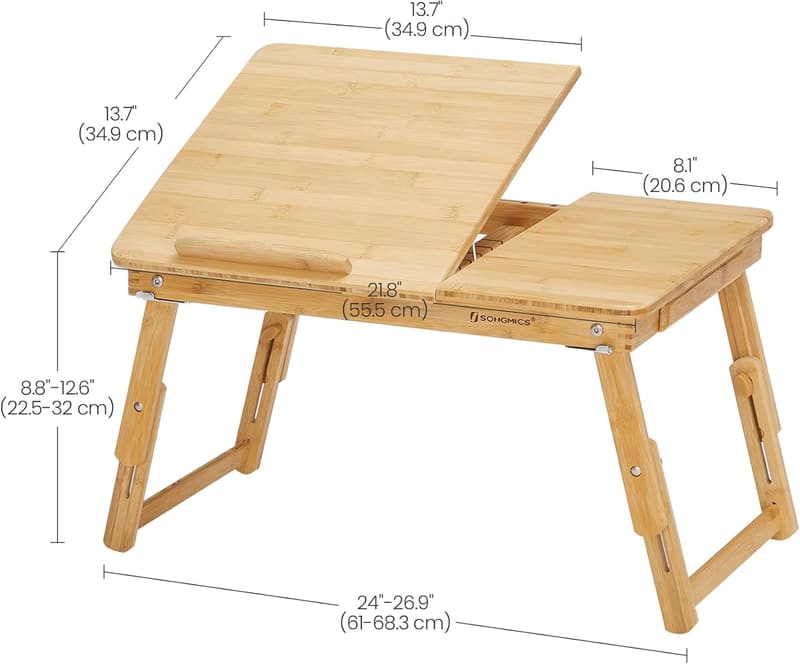 Höhenverstellbarer Laptoptisch für Bett und Sofa, bis 15,6 Zoll