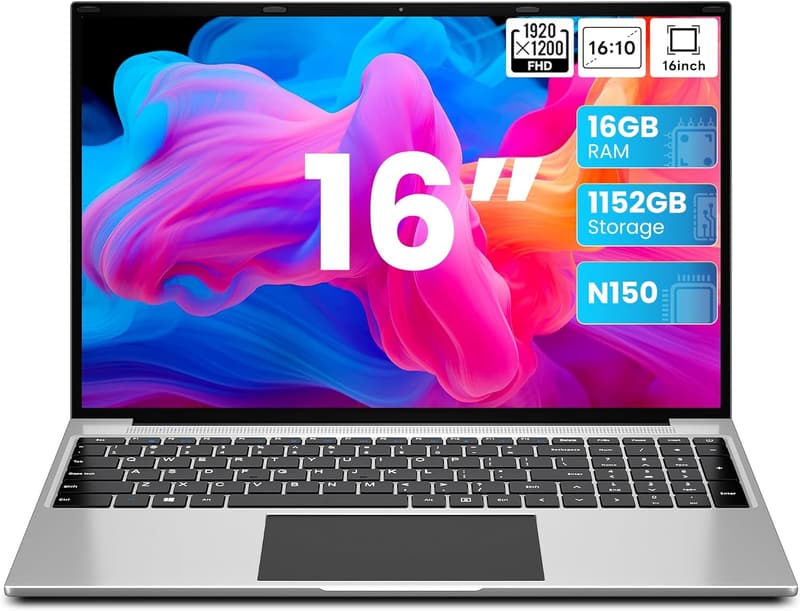 Leichter 16 Zoll Laptop für Unternehmen und Studenten, 16GB RAM, 1TB SSD