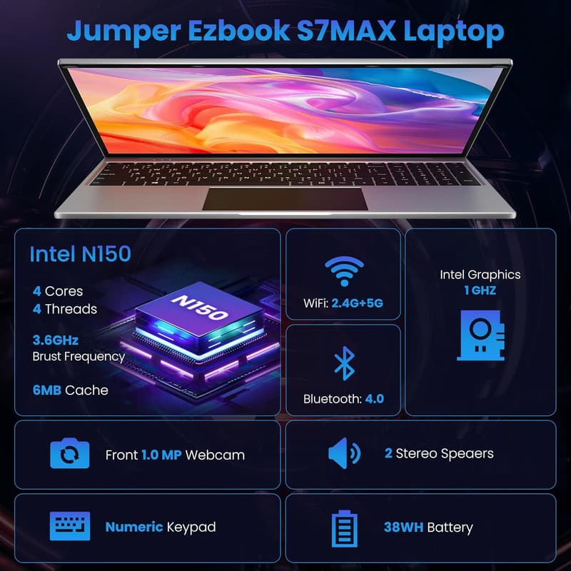Leichter 16 Zoll Laptop für Unternehmen und Studenten, 16GB RAM, 1TB SSD