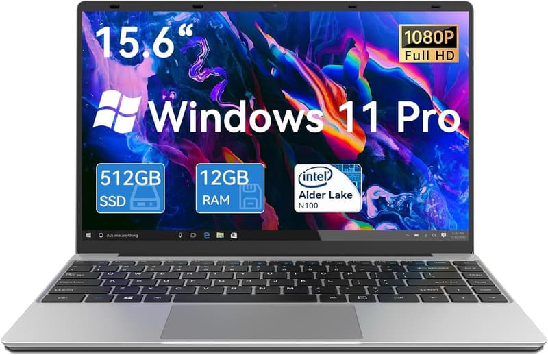 Gezoon 15,6 Zoll Windows 11 Pro Notebook, 12GB RAM, 512GB SSD