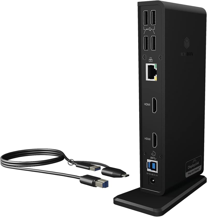 ICY BOX 11-in-1 USB-C Docking Station für 2 Monitore