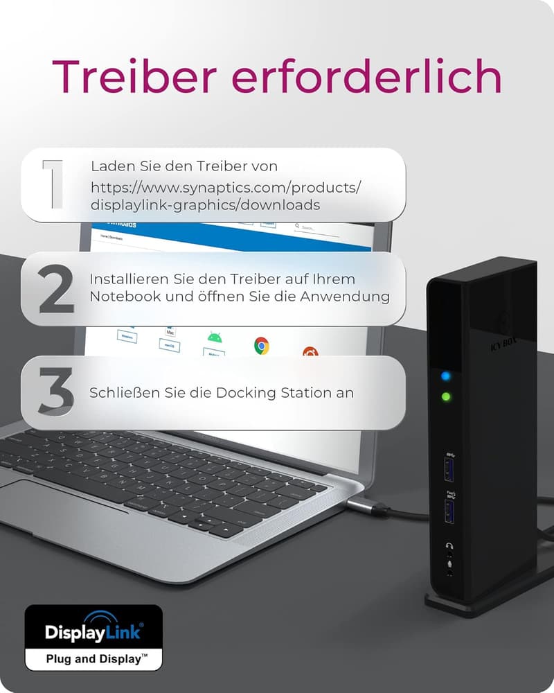 ICY BOX 11-in-1 USB-C Docking Station für 2 Monitore