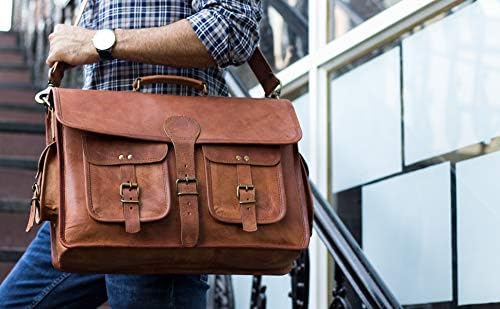 Handgefertigte 45,7 cm Leder-Aktentasche für Damen und Herren