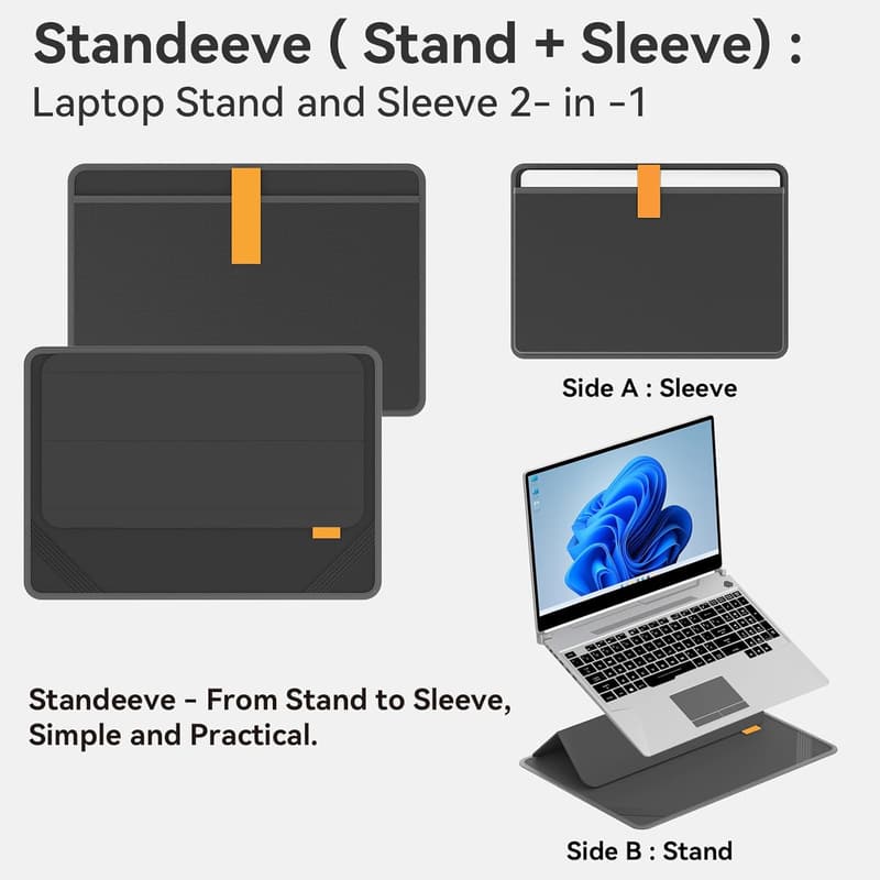 Laptoptasche mit Ständer für Dell Inspiron, Latitude und Alienware, Schwarz