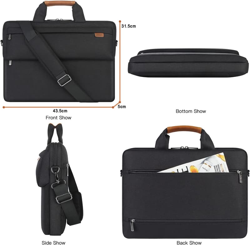 Wasserdichte 17 Zoll Laptoptasche für Business-Notebooks, Schwarz
