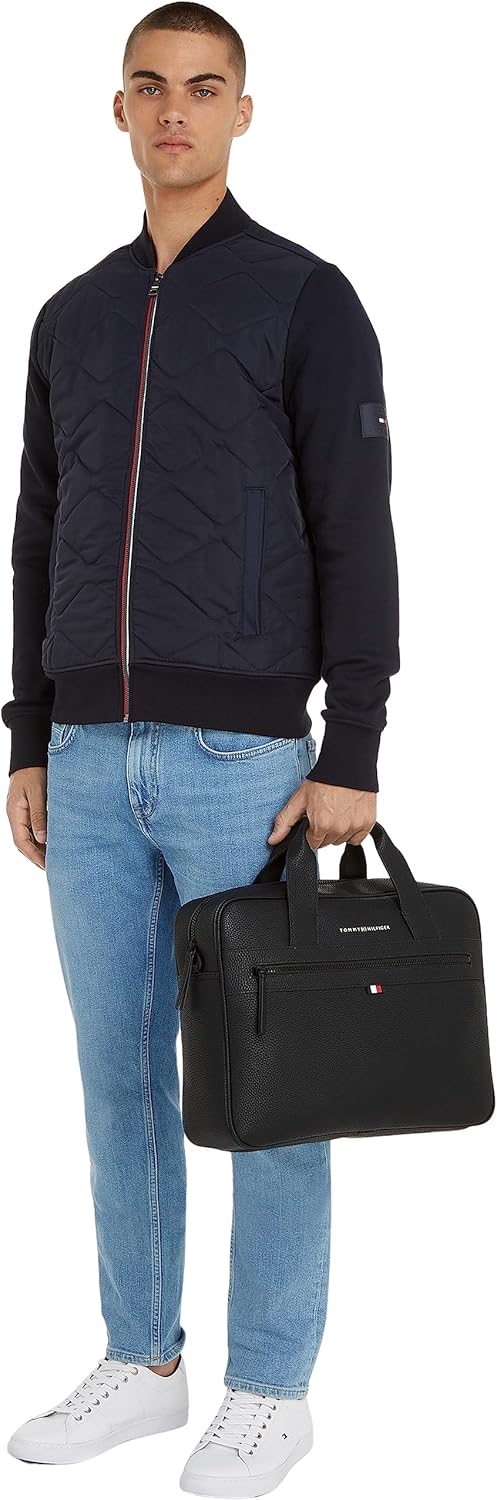 Tommy Hilfiger 14 Zoll Herren Laptoptasche aus PU, schwarz