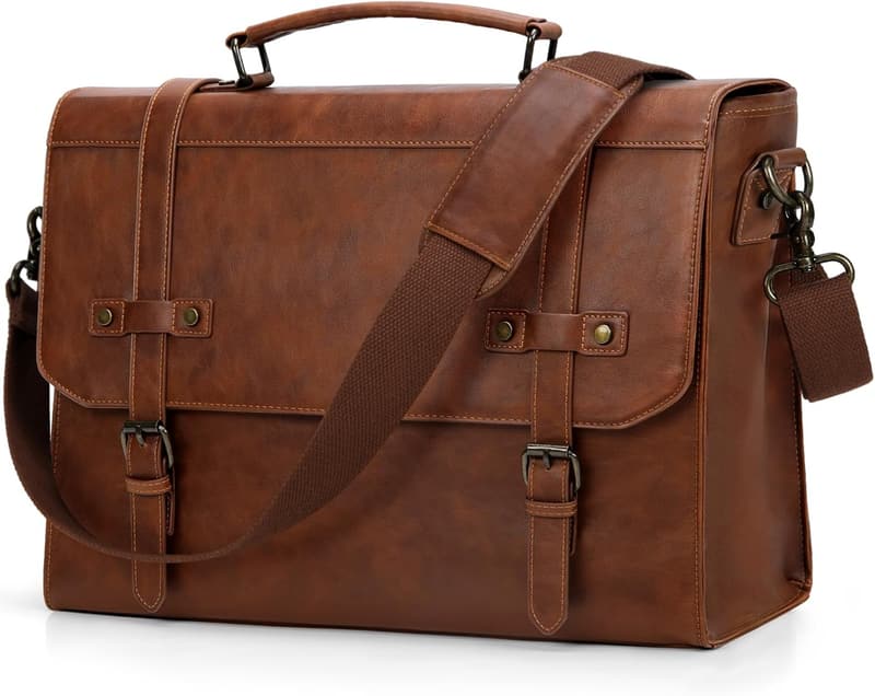 Wasserdichte Aktentasche Braun für Herren - 17,3 Zoll Messenger Bag