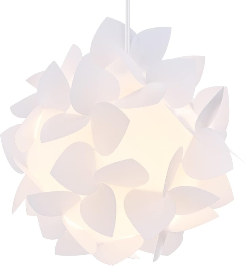 DIY Puzzle-Lampe 26 cm in Blütenoptik – 12-teilig, hängende Deckenleuchte in Weiß
