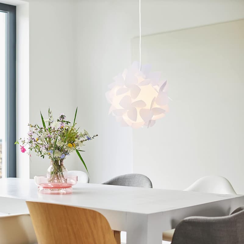 DIY Puzzle-Lampe 26 cm in Blütenoptik – 12-teilig, hängende Deckenleuchte in Weiß