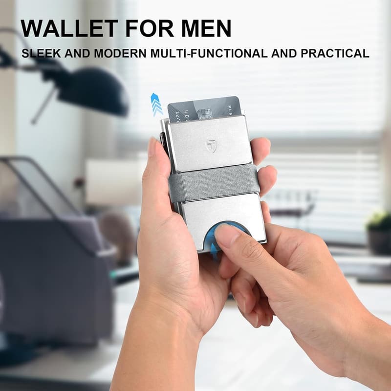 Schlanke Herren-Brieftasche aus Metall mit RFID-Schutz und Geldband