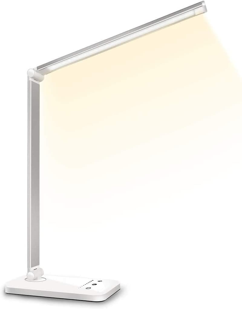 LED Schreibtischlampe mit 5 Farben und 10 Helligkeitsstufen, USB-Aufladung