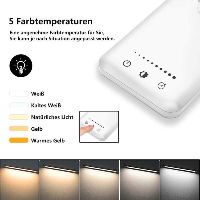 LED Schreibtischlampe mit 5 Farben und 10 Helligkeitsstufen, USB-Aufladung