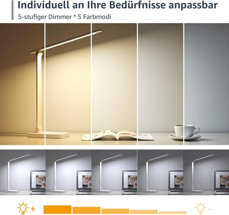 Dimmbare LED Schreibtischlampe mit 800LM für Kinder und Büro