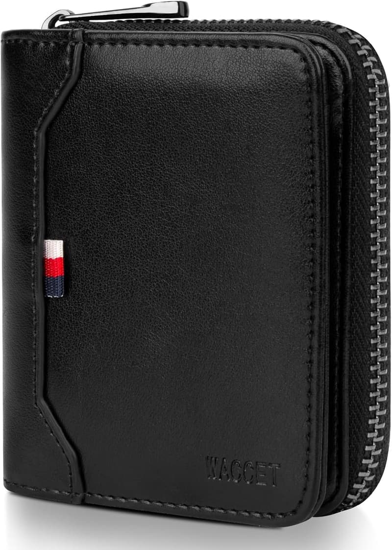Echtes Leder Geldbörse für Herren mit RFID-Schutz - Schwarz