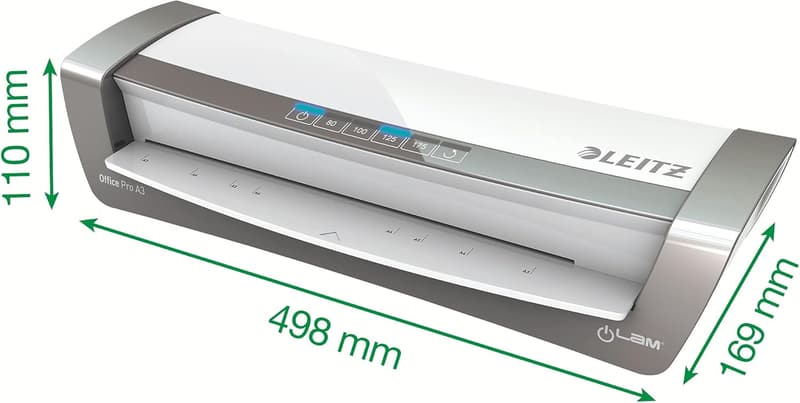 Leitz A3 Laminierer für Büro und Schule, inkl. Starterkit, Weiß/Silber