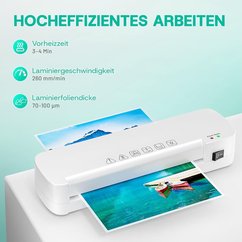 Laminiergerät A4 mit 15 Hüllen für Fotos und Dokumente