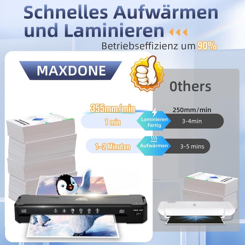 MAXDONE A3 Laminiergerät mit Schnellvorwärmung & Papierbeschneider