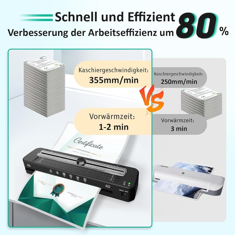 Raycial A3 Laminiergerät mit 20 Laminierblättern und Papierschneider