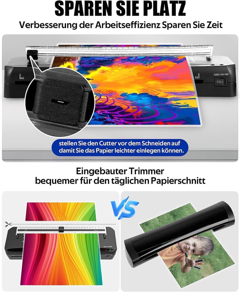 A3 Laminiergerät mit 50 Folien und eingebautem Papierschneider