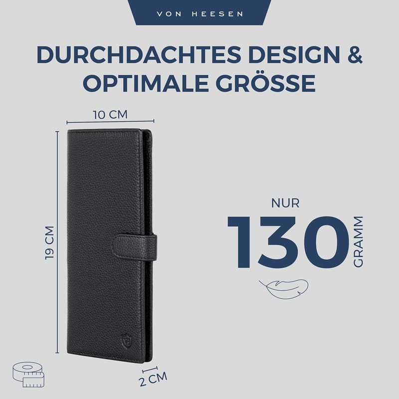 Leder Geldbörse mit RFID-Schutz für Damen und Herren - Schwarz