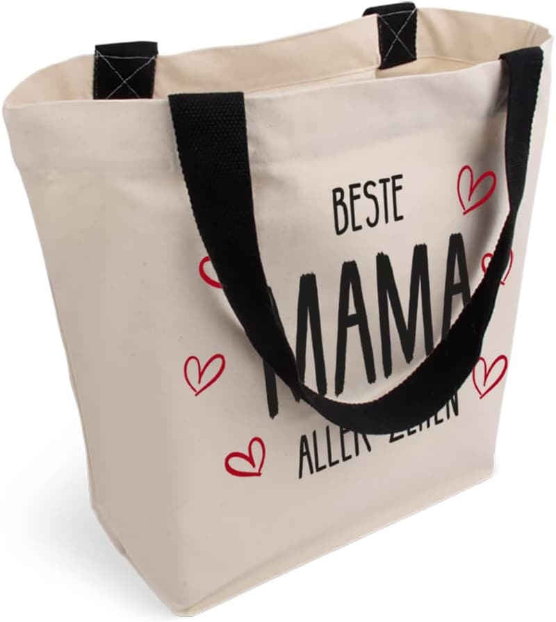 Stylische Baumwoll-Shopper mit Innentasche und Reißverschluss