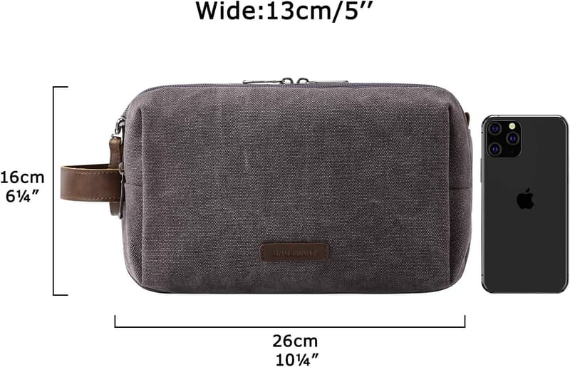 Reise Kulturtasche für Herren, großer Stauraum, 5L, dunkelgrau